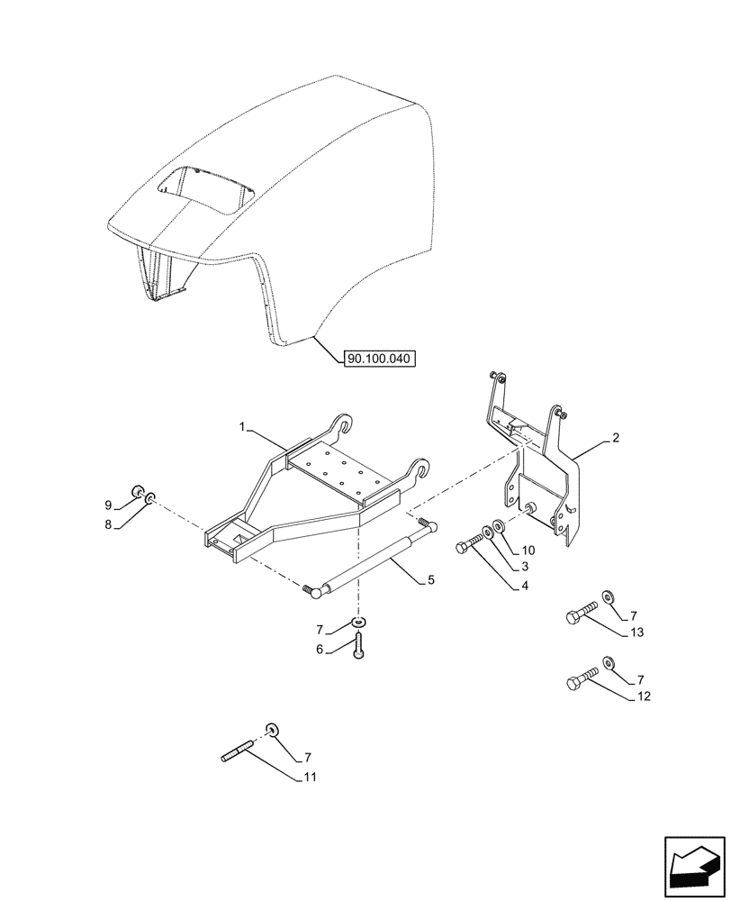Схема запчастей Case IH JX95HC PLUS - (90.100.060) - STD + VAR - 391606 - HOOD, SUPPORT (90) - PLATFORM, CAB, BODYWORK AND DECALS