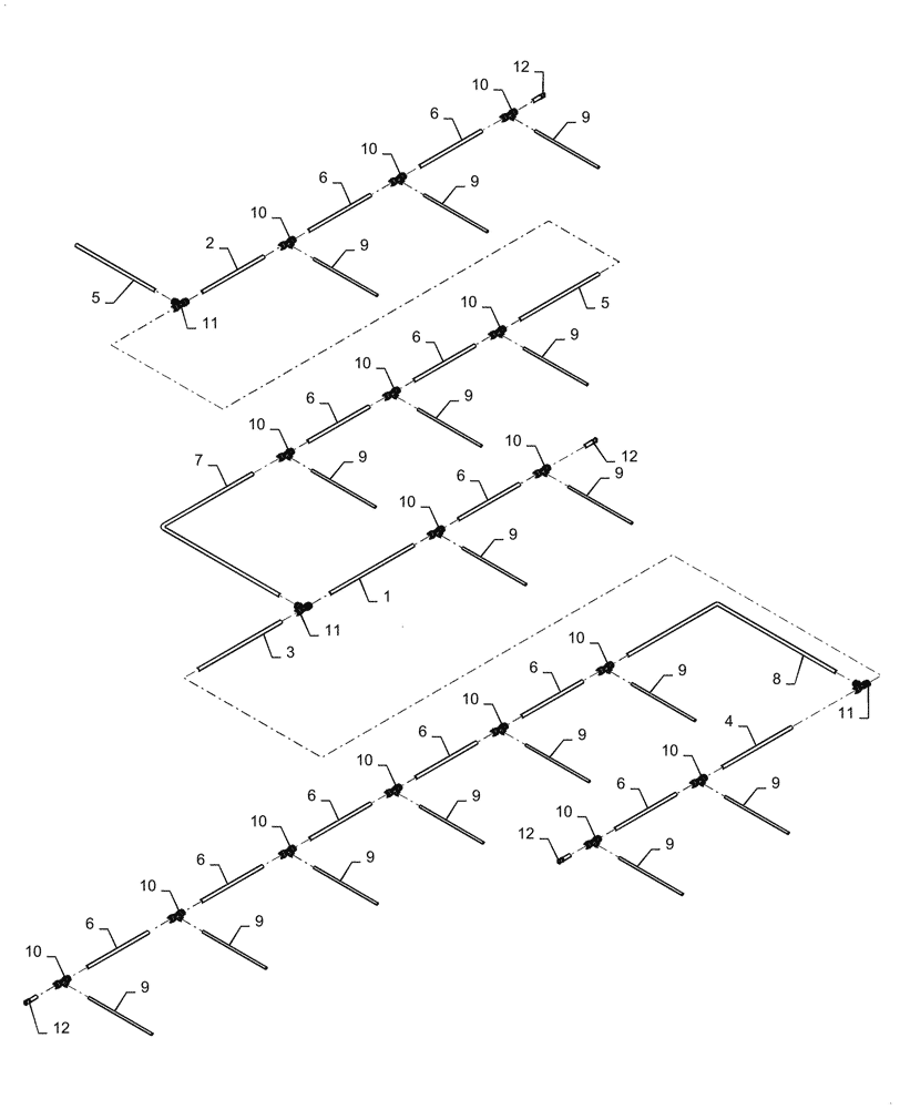 Схема запчастей Case IH 2150 - (36.100.AB[09]) - IN CAB PNEUMATIC DOWN PRESSURE PLUMBING, 16 ROW (36) - PNEUMATIC SYSTEM