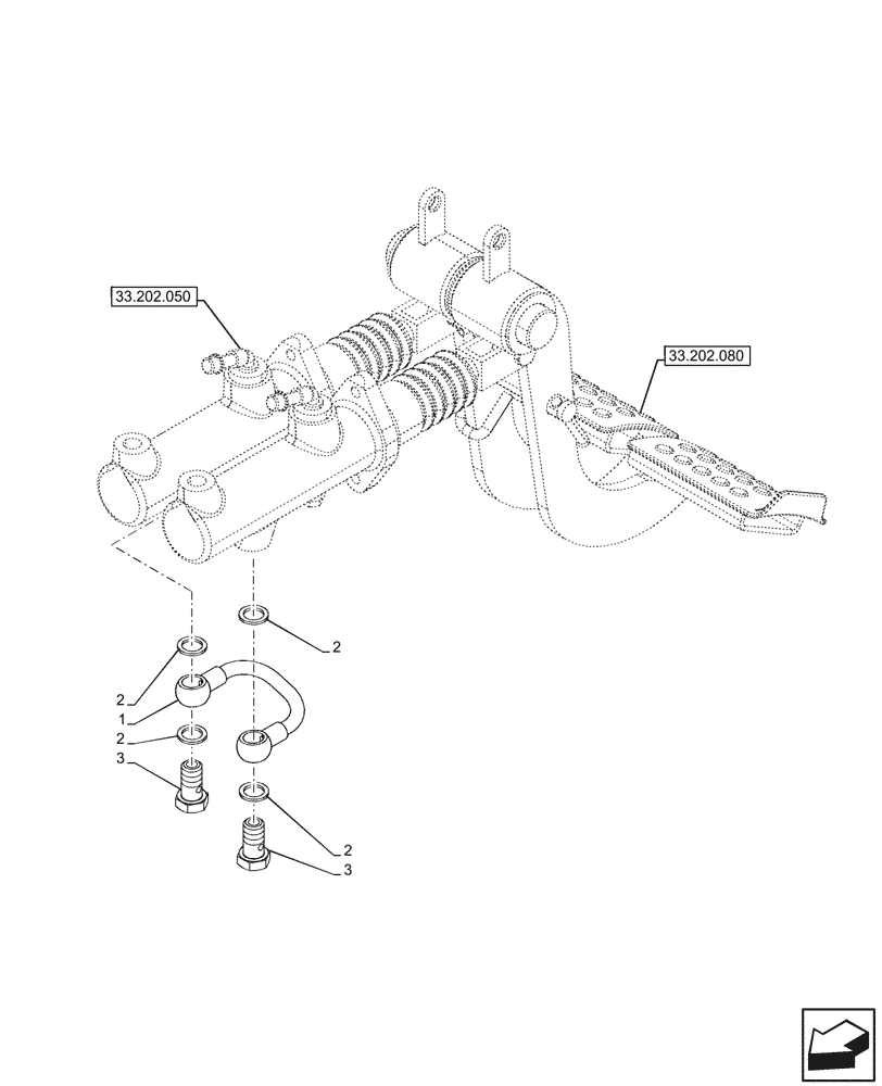 Схема запчастей Case IH JX95HC PLUS - (33.202.060) - STD + VAR - 391606 - BRAKE CYLINDER, LINE (33) - BRAKES & CONTROLS