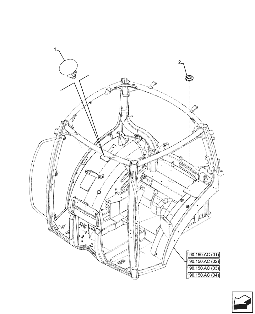 Схема запчастей Case IH PUMA 185 - (90.150.AW) - VAR - 337474 - CAB FLOOR, PLASTIC PLUG (90) - PLATFORM, CAB, BODYWORK AND DECALS