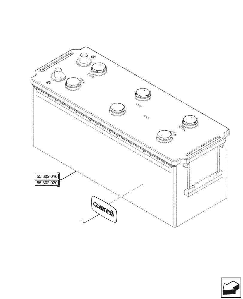 Схема запчастей Case IH JX95HC PLUS - (90.108.040) - STD + VAR - 334296, 335122, 335887 - DECALS, BATTERY (90) - PLATFORM, CAB, BODYWORK AND DECALS