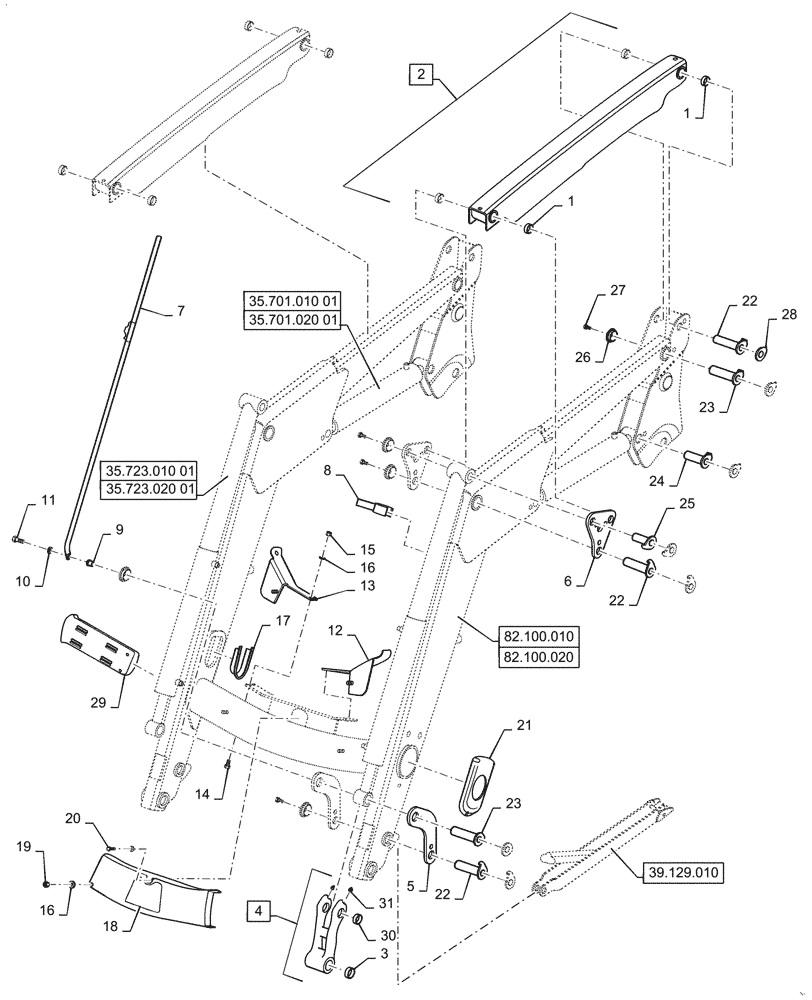 Схема запчастей Case IH L725 - (39.101.010) - LOADER ARM FRAME - MSL (39) - FRAMES AND BALLASTING