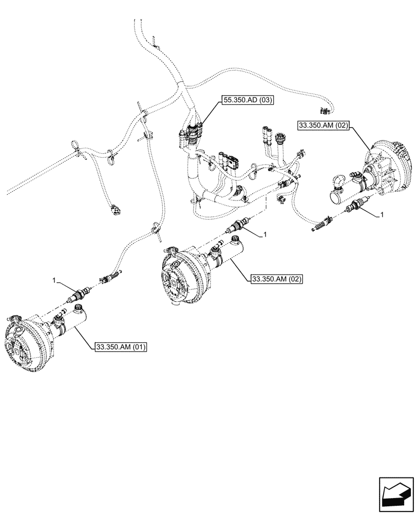 Схема запчастей Case IH PUMA 200 CVT - (55.350.AC[02]) - VAR - 337479, 337480 - ANTILOCK BRAKING SYSTEM (ABS), SENSOR, AIR PRESSURE (55) - ELECTRICAL SYSTEMS