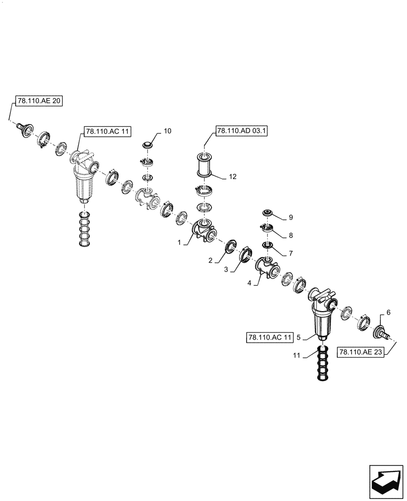 Схема запчастей Case IH PATRIOT 3340 - (78.110.AD[04.1]) - CENTER SECTION MANIFOLD, 6 SEC LOW FLOW ASN YGT042518 (78) - SPRAYING