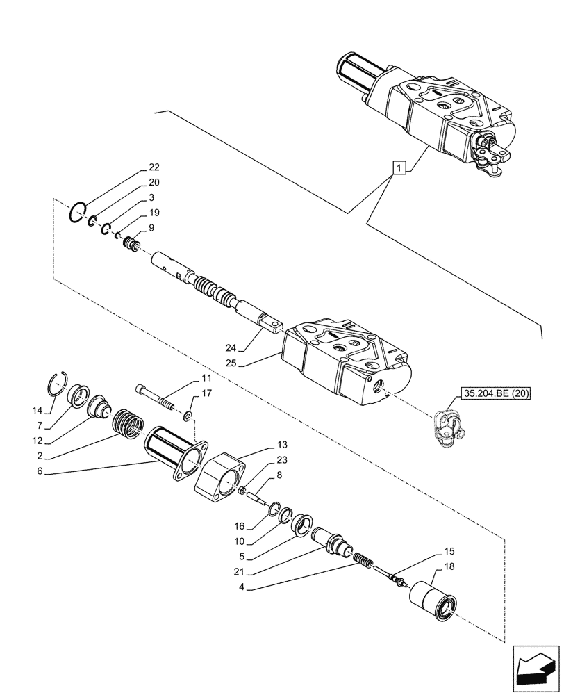 Схема запчастей Case IH FARMALL 85C - (35.204.BE[21]) - VAR - 743569 - REMOTE CONTROL VALVE (2 REMOTES - 4 COUPLERS), HI-LO, DISTRIBUTOR, COMPONENTS (35) - HYDRAULIC SYSTEMS