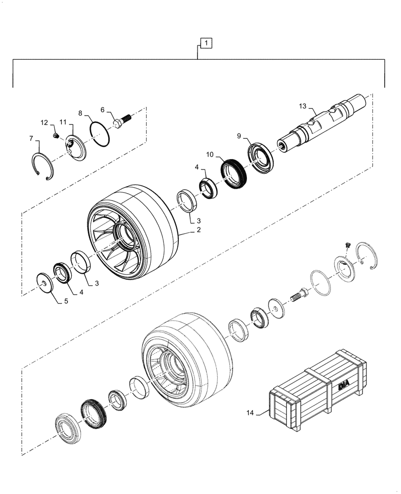 Схема запчастей Case IH MAGNUM 340 - (48.138.AB[14]) - DIA KIT, ROLLER ASSY, WIDE (48) - TRACKS & TRACK SUSPENSION