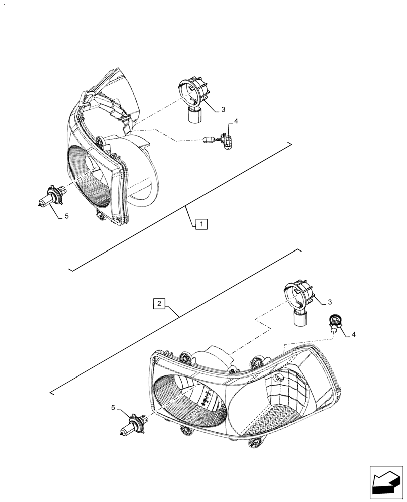 Схема запчастей Case IH FARMALL 120A - (55.404.AQ[02]) - VAR - 330007 - HEADLAMP (55) - ELECTRICAL SYSTEMS