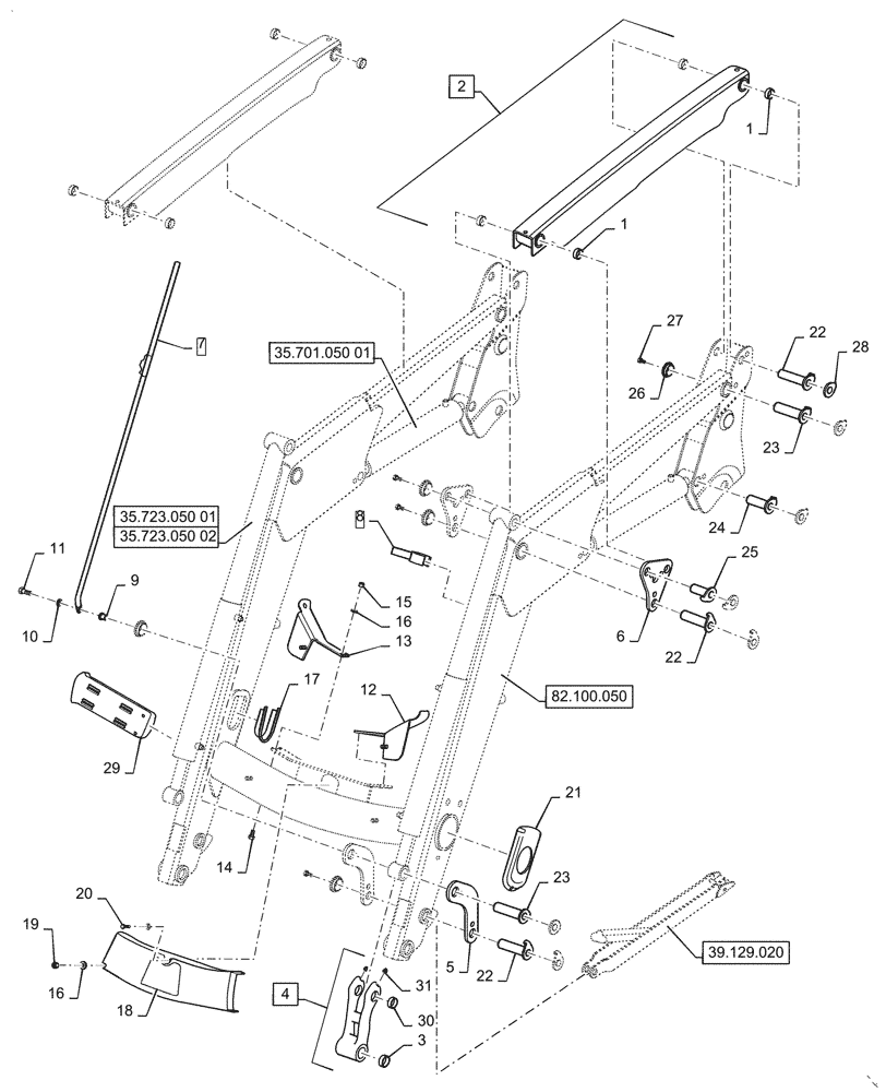 Схема запчастей Case IH L765 - (39.101.050) - LOADER ARM FRAME - MSL (39) - FRAMES AND BALLASTING