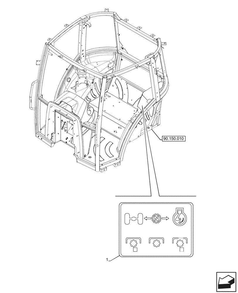 Схема запчастей Case IH JX95HC PLUS - (90.108.360) - VAR - 334342, 334343, 334344, 334345, 334348, 334349 - CONTROL, DECAL, PTO, COUPLING (90) - PLATFORM, CAB, BODYWORK AND DECALS