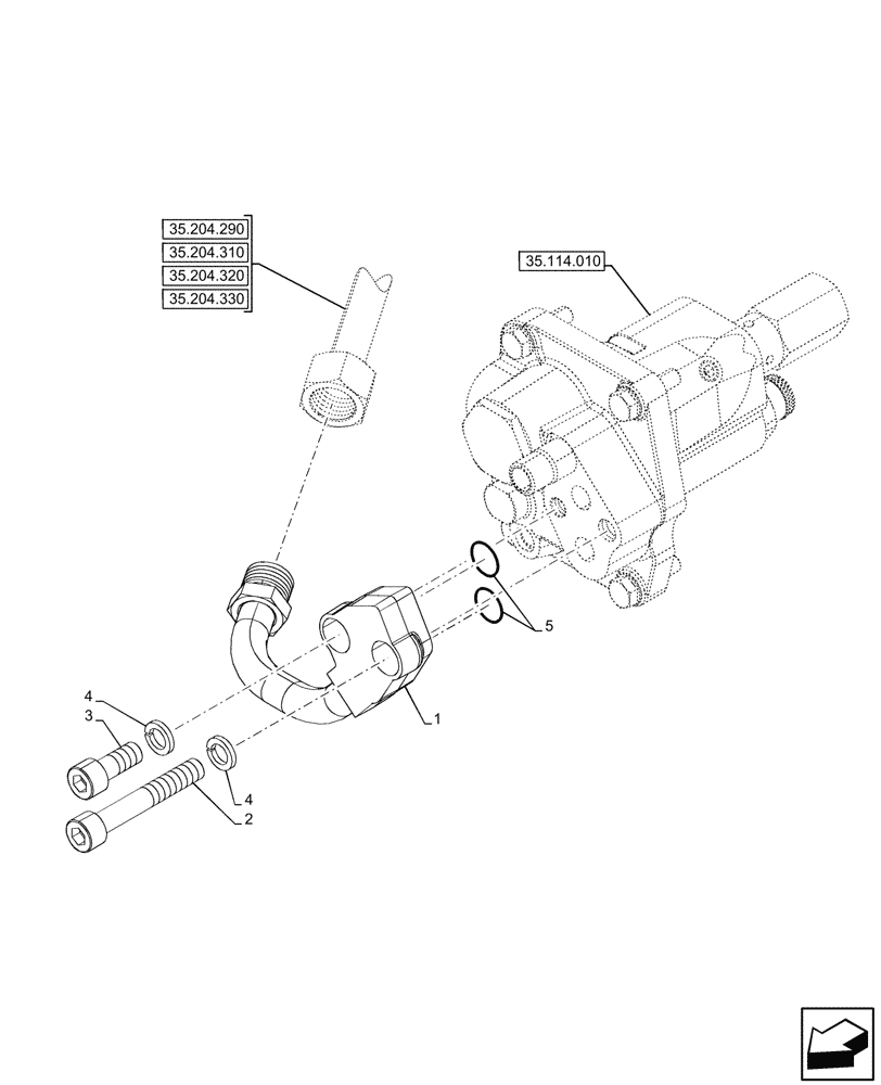 Схема запчастей Case IH JX95HC PLUS - (35.114.050) - STD + VAR - 335054, 335103, 335413, 335417 - HYDRAULIC LIFT, REAR, CONTROL VALVE, PRESSURE PIPE (35) - HYDRAULIC SYSTEMS
