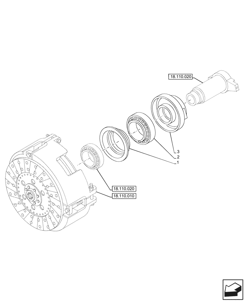 Схема запчастей Case IH JX95HC PLUS - (18.110.030) - STD + VAR - 335113, 390110 - CLUTCH MECHANISM (18) - CLUTCH