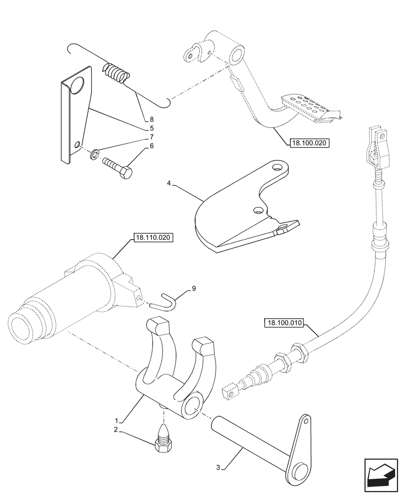 Схема запчастей Case IH JX95HC PLUS - (18.110.050) - STD + VAR - 335113, 390110 - CLUTCH MECHANISM, SUPPORT (18) - CLUTCH