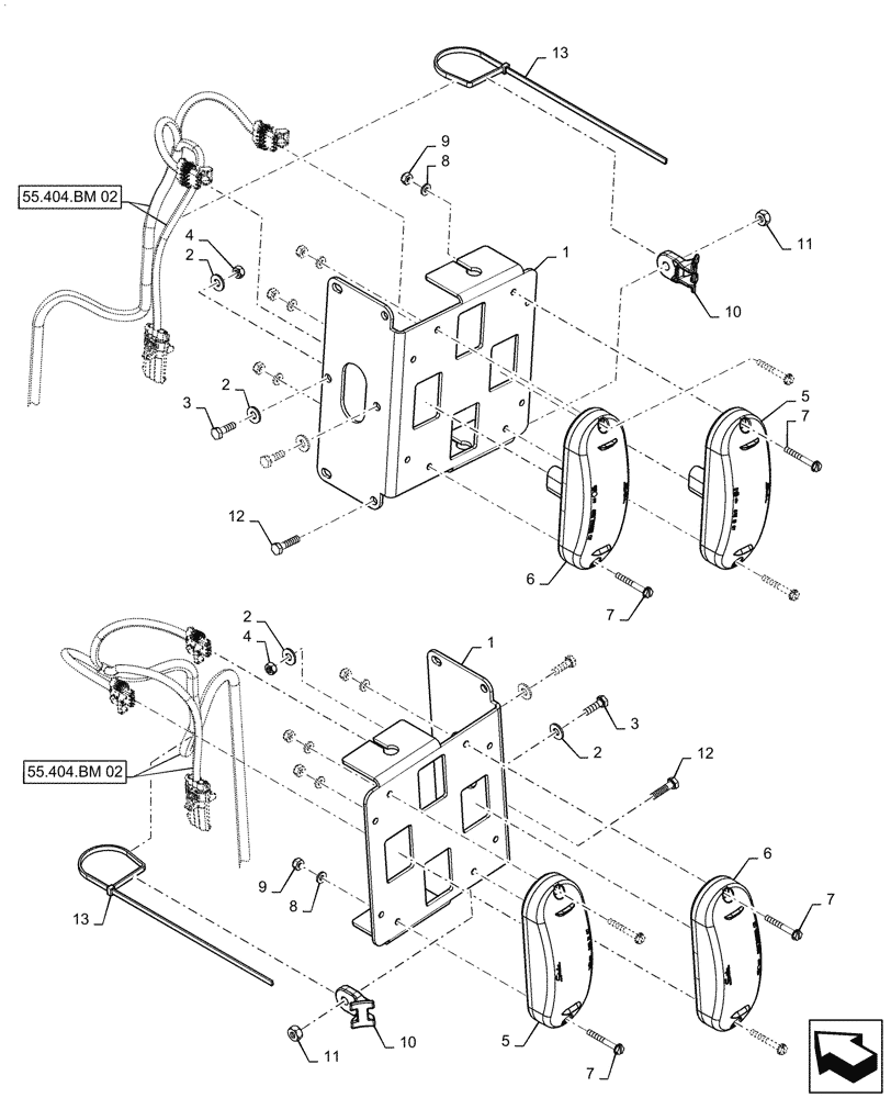 Схема запчастей Case IH PATRIOT 3340 - (55.404.BM[01.1]) - REAR TAIL LAMPS, ASN (55) - ELECTRICAL SYSTEMS