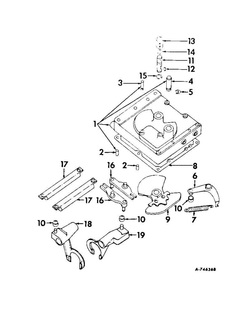 Схема запчастей Case IH 706 - (H-08) - CONTROLS, GEAR SHIFT MECHANISM, SPEED TRANSMISSION Controls