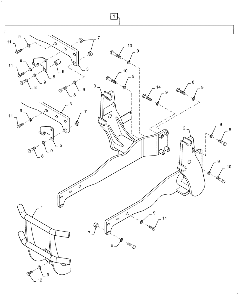 Схема запчастей Case IH L555 - (39.100.030) - VAR - 713711006 - SUBFRAME, MOUNTING PARTS (39) - FRAMES AND BALLASTING