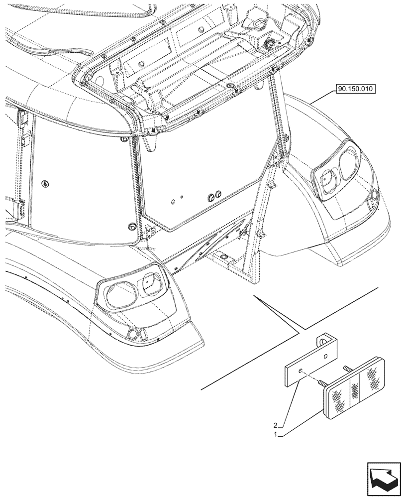 Схема запчастей Case IH JX95HC PLUS - (55.404.060) - STD + VAR - 391606 - REFLECTOR (55) - ELECTRICAL SYSTEMS