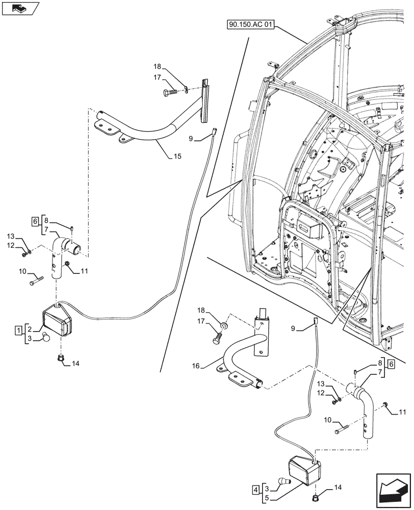 Схема запчастей Case IH FARMALL 105U - (55.404.BB[02A]) - STD + VAR - 332717, 391713 - INDICATOR LIGHT, FRONT, NA - BEGIN YR 26-JUN-2013 (55) - ELECTRICAL SYSTEMS