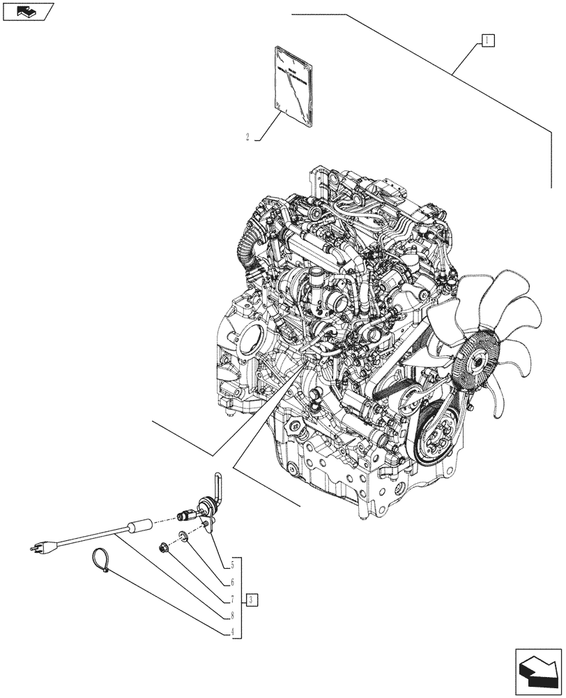 Схема запчастей Case IH FARMALL 105U - (88.055.AA[05]) - DIA KIT, ENGINE WATER HEATER, NA (88) - ACCESSORIES