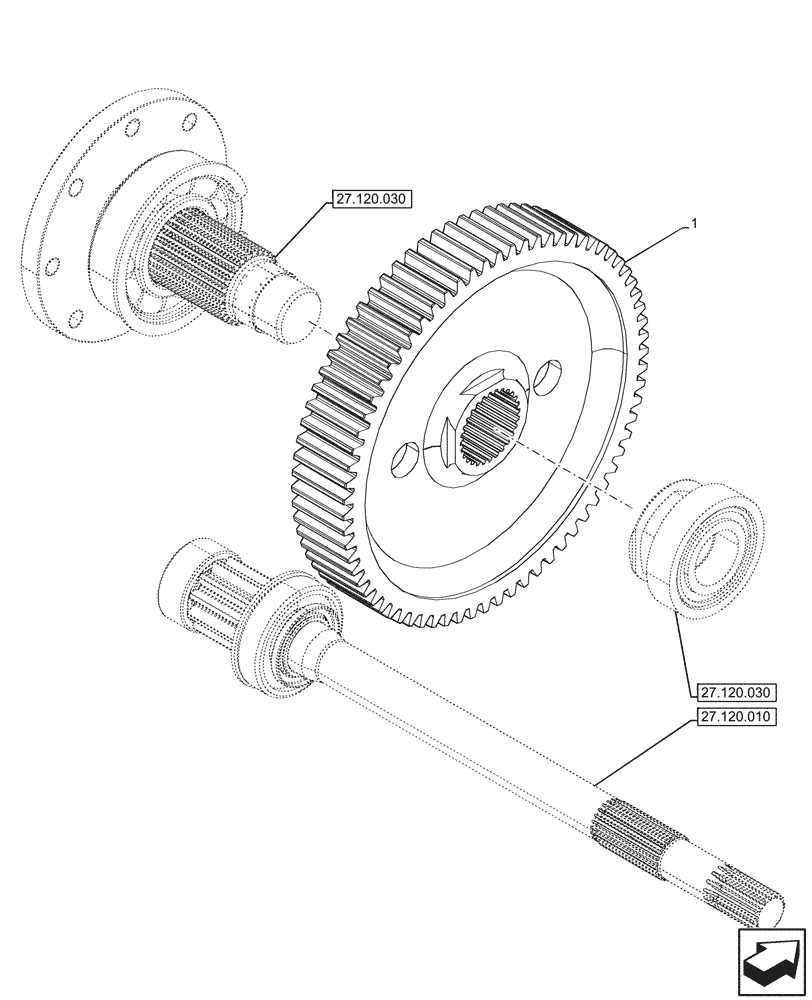 Схема запчастей Case IH JX95HC PLUS - (27.120.020) - STD + VAR - 335113, 390110 - FINAL DRIVE, GEAR (27) - REAR AXLE SYSTEM