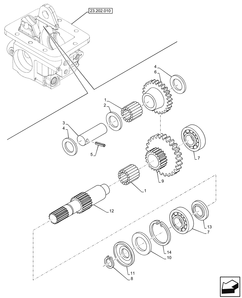 Схема запчастей Case IH JX95HC PLUS - (23.202.020) - STD + VAR - 335113, 390110 - PTO, CASING, GEAR (23) - FOUR WHEEL DRIVE SYSTEM