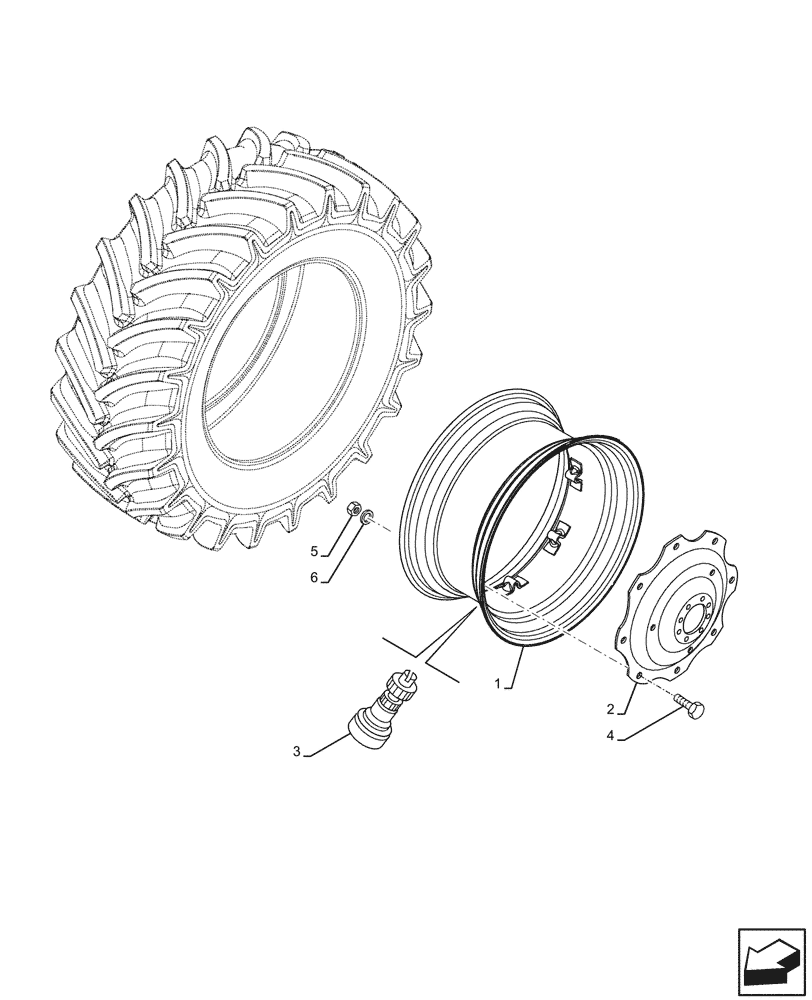 Схема запчастей Case IH JX95HC PLUS - (44.520.060) - VAR - 8372401 - REAR, WHEEL (DWW12X38) (44) - WHEELS