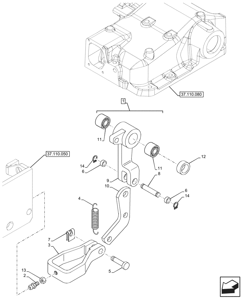 Схема запчастей Case IH JX95HC PLUS - (37.110.060) - STD + VAR - 334957, 390831 - HYDRAULIC LIFT, REAR, LEVER, TIE-ROD (37) - HITCHES, DRAWBARS & IMPLEMENT COUPLINGS