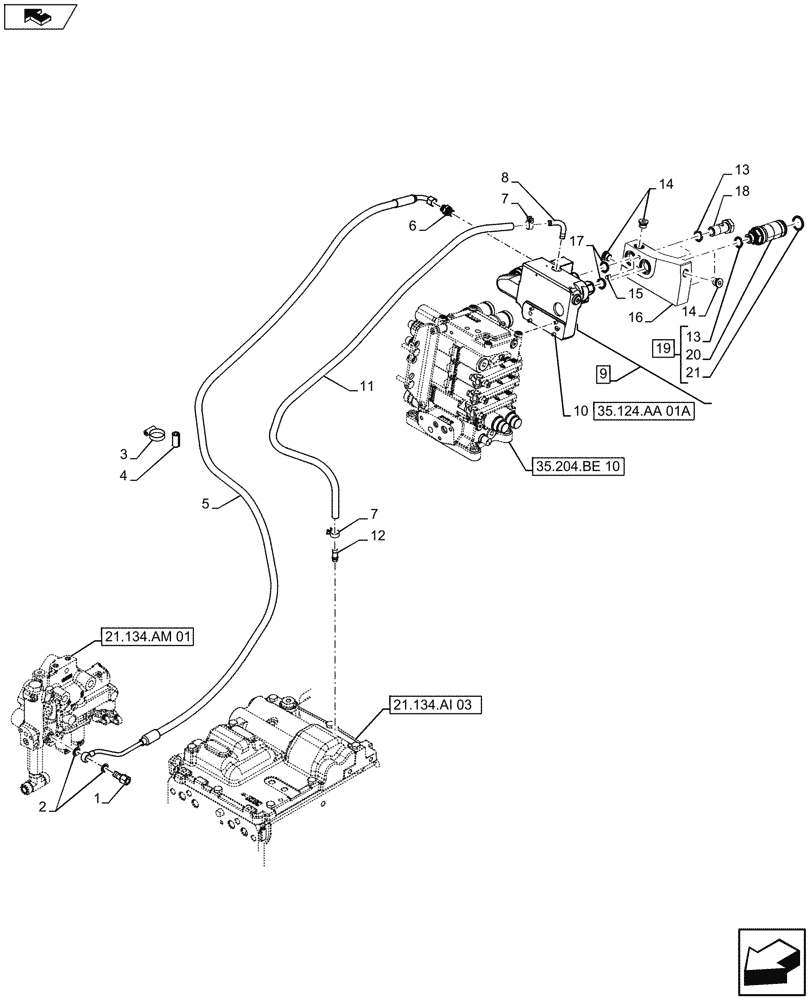 Схема запчастей Case IH FARMALL 115U - (35.124.AB[01A]) - VAR - 332844 - REMOTE CONTROL VALVE, LINE - BEGIN YR 05-APR-2013 (35) - HYDRAULIC SYSTEMS