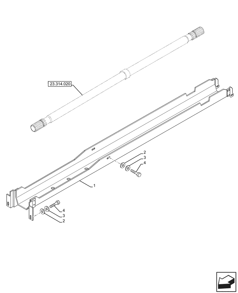 Схема запчастей Case IH JX95HC PLUS - (23.314.010) - STD + VAR - 335113, 390110 - TRANSMISSION, DRIVE SHAFT, GUARD, 4WD (23) - FOUR WHEEL DRIVE SYSTEM