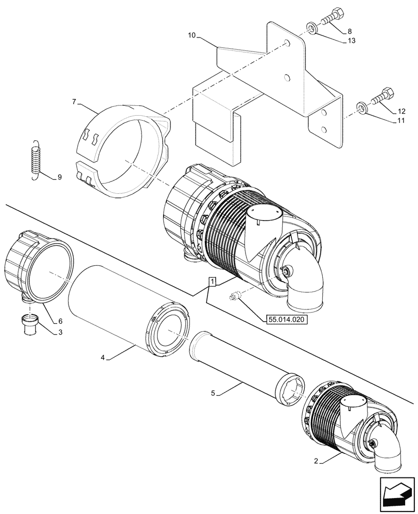 Схема запчастей Case IH JX95HC PLUS - (10.202.030) - VAR - 330200 - AIR CLEANER, W/ DUST EJECTOR (10) - ENGINE