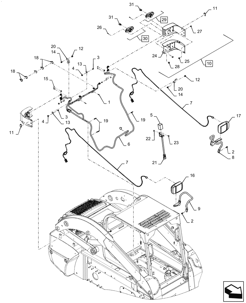 Схема запчастей Case IH SR250 - (55.514.01) - ROAD LIGHTS (55) - ELECTRICAL SYSTEMS