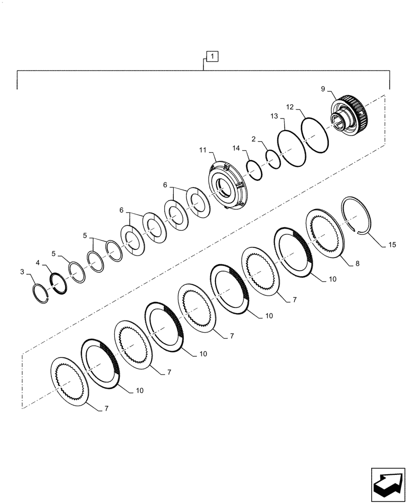 Схема запчастей Case IH MAGNUM 260 - (33.110.AX[04]) - CLUTCH PACK, EMERGENCY BRAKE, NA - POWERSHIFT ASN ZDRD04268 (33) - BRAKES & CONTROLS