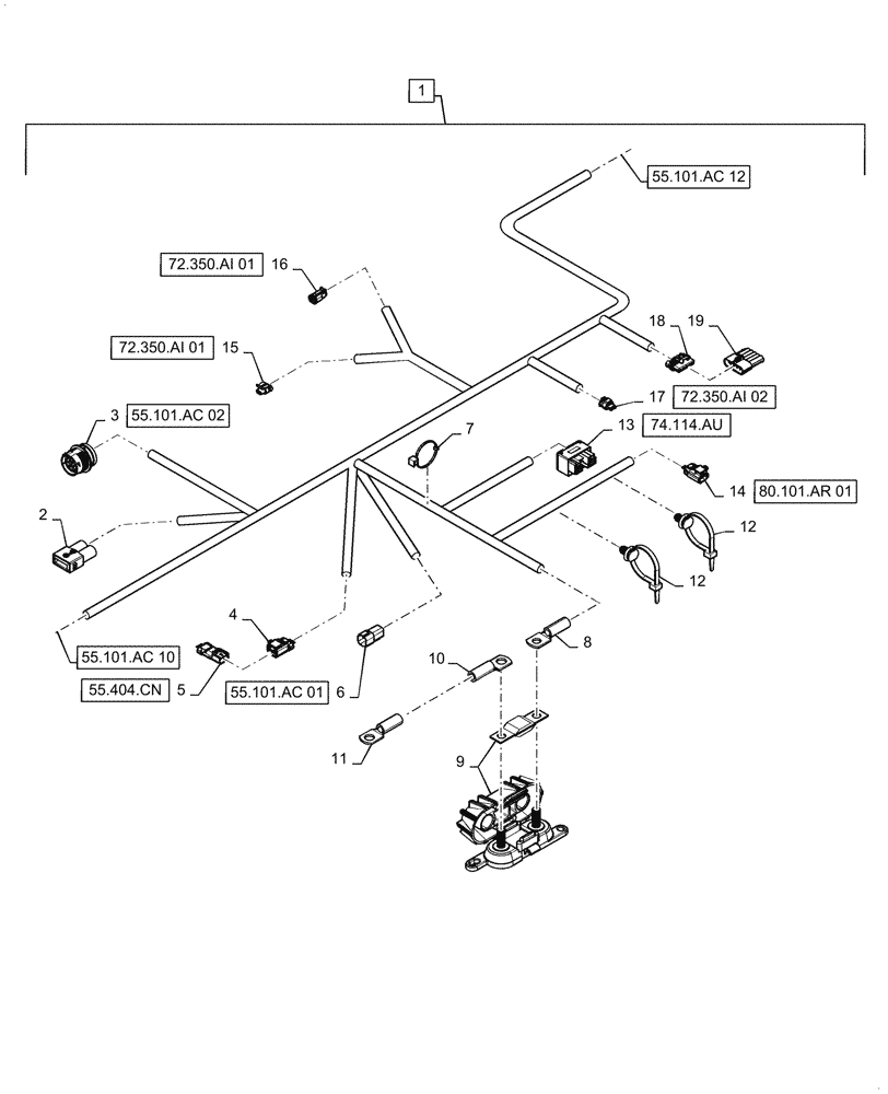 Схема запчастей Case IH 7140 - (55.101.AC[11]) - WIRE HARNESS, LEFT MAIN, CONTINUED (55) - ELECTRICAL SYSTEMS