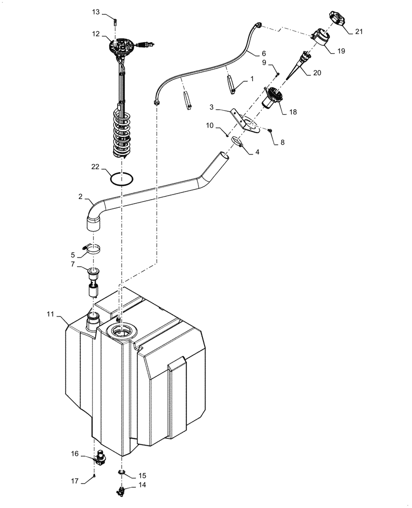 Схема запчастей Case IH 6140 - (10.500.AA) - DEF/ADBLUE™ TANK, FILLER & SENDER UNIT (10) - ENGINE