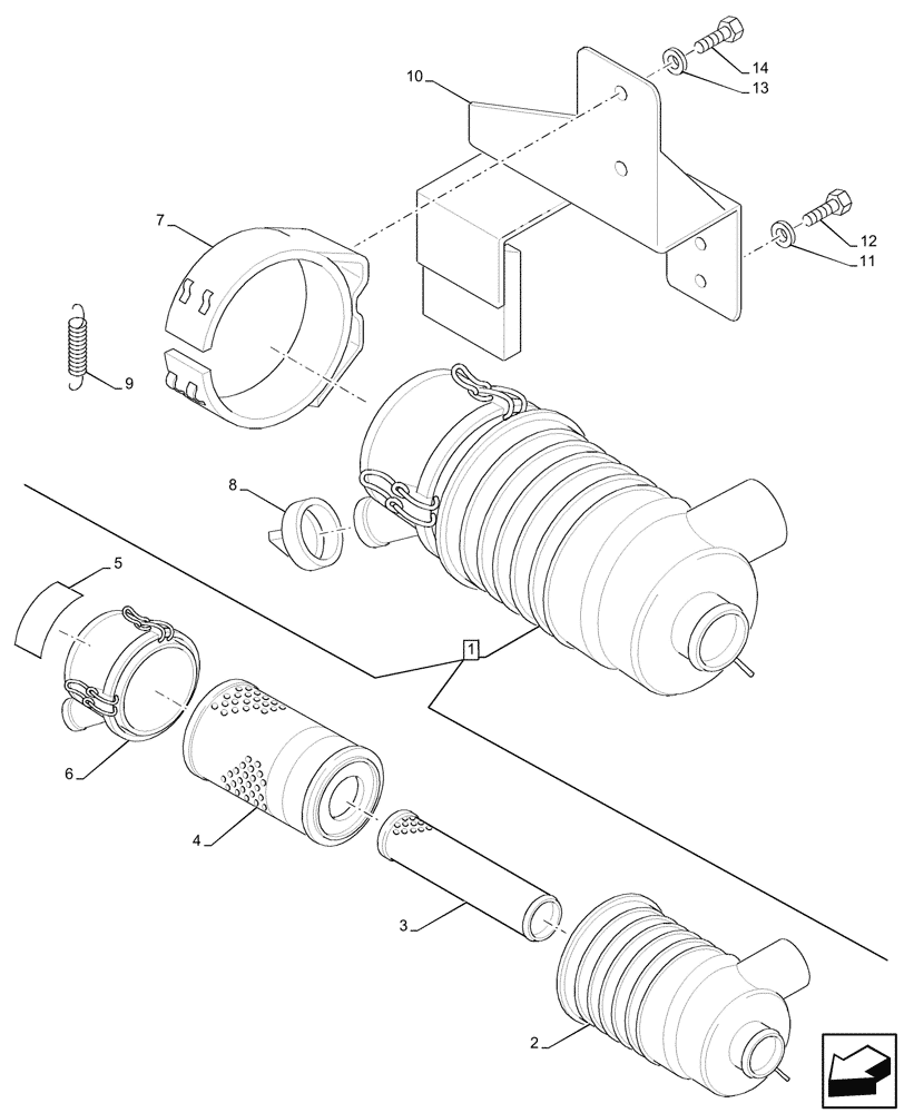 Схема запчастей Case IH JX95HC PLUS - (10.202.010) - STD + VAR - 390227 - AIR CLEANER (10) - ENGINE