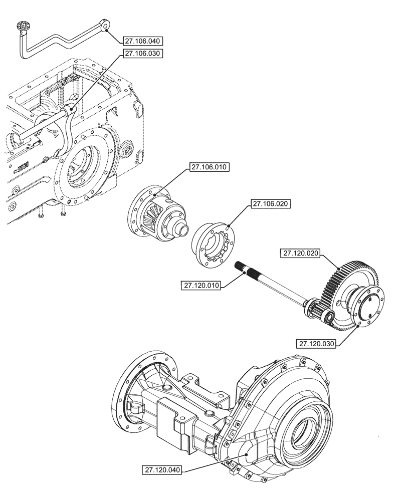 Схема запчастей Case IH JX95HC PLUS - (27.000.00) - SECTION INDEX - REAR AXLE SYSTEM (27) - REAR AXLE SYSTEM