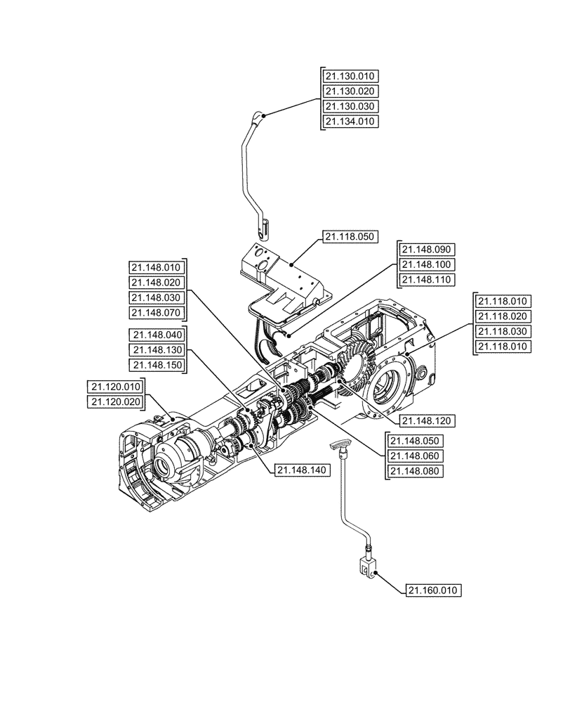 Схема запчастей Case IH JX95HC PLUS - (21.000.00) - SECTION INDEX - TRANSMISSION (21) - TRANSMISSION