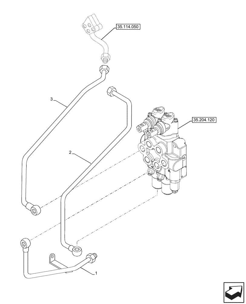 Схема запчастей Case IH JX95HC PLUS - (35.204.310) - STD + VAR - 335413 - 2 REMOTE CONTROL VALVES, (1 S/D + 1 DOUBLE ACTING WITH FLOAT KICK OUT), PIPE (35) - HYDRAULIC SYSTEMS