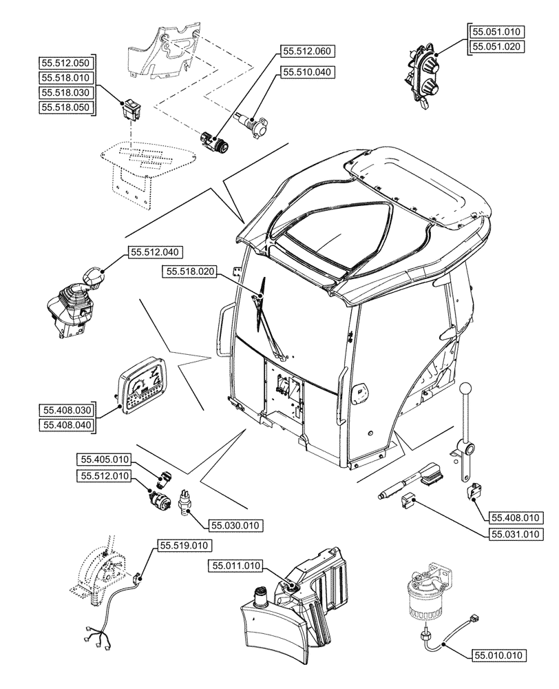 Схема запчастей Case IH JX95HC PLUS - (55.000.00[01]) - SECTION INDEX - ELECTRICAL SYSTEMS (55) - ELECTRICAL SYSTEMS