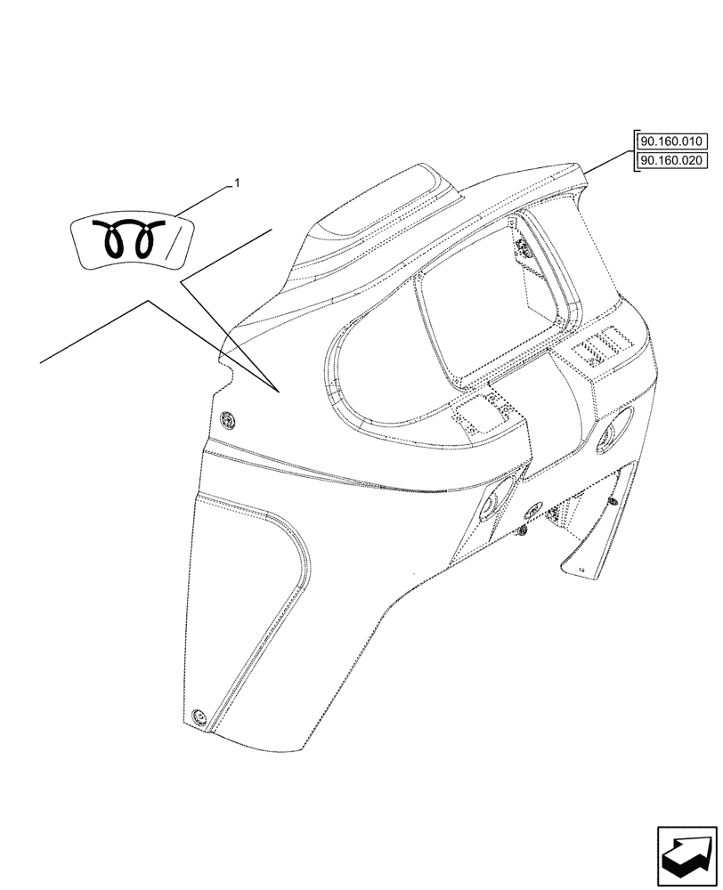 Схема запчастей Case IH JX95HC PLUS - (90.108.080) - VAR - 330203 - WARNING DECAL (90) - PLATFORM, CAB, BODYWORK AND DECALS