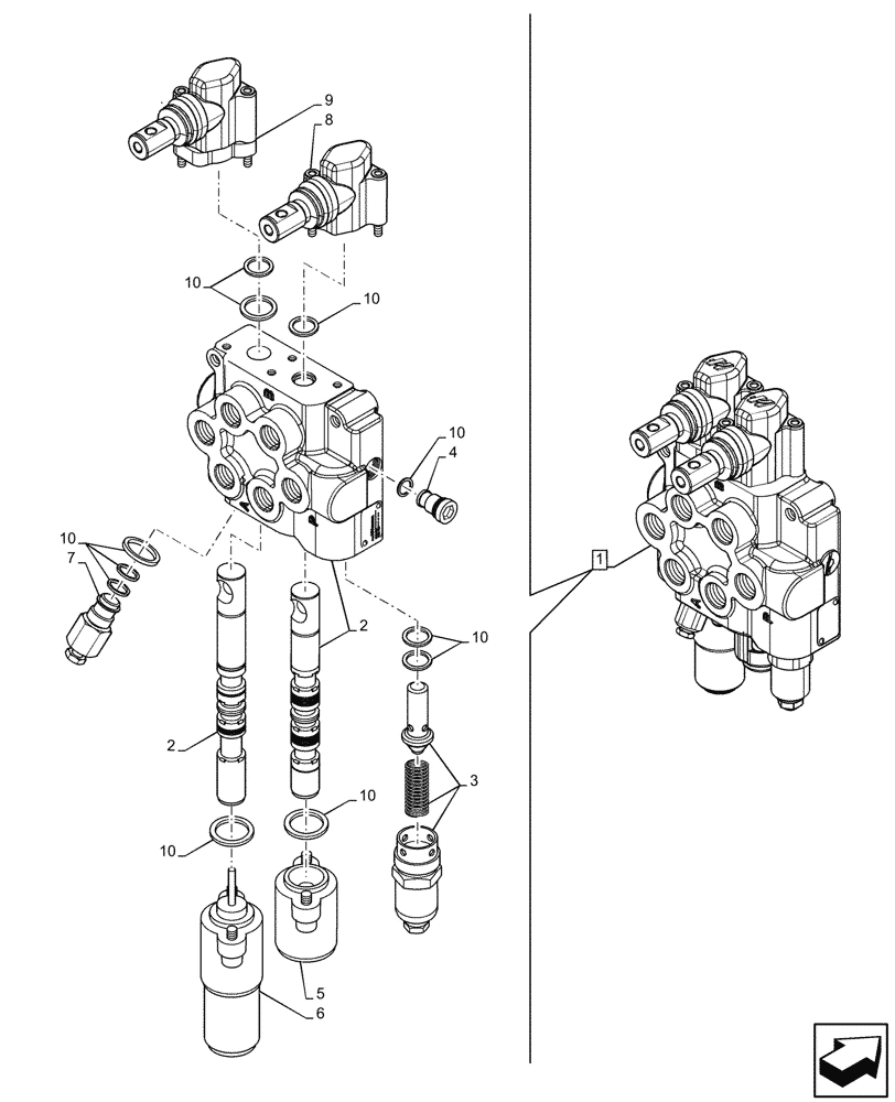 Схема запчастей Case IH JX95HC PLUS - (35.204.130) - STD + VAR - 335413 - REMOTE CONTROL VALVE, REAR, 2 REMOTE CONTROL VALVES (1 S/D + 1 DOUBLE ACTING WITH FLOAT KICK OUT) (35) - HYDRAULIC SYSTEMS
