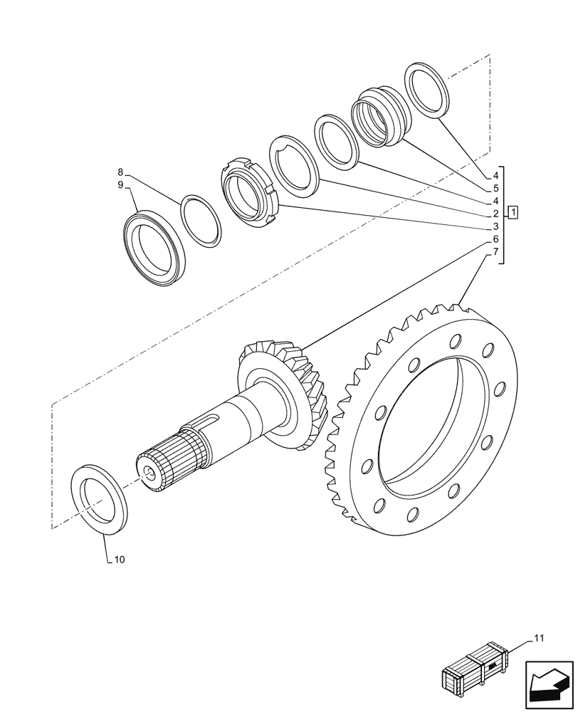 Схема запчастей Case IH FARMLIFT 935 - (88.100.27) - REAR AXLE, BEVEL GEAR (88) - ACCESSORIES