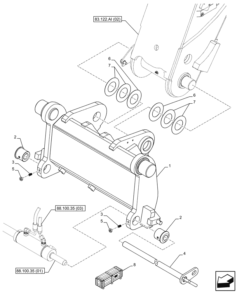 Схема запчастей Case IH FARMLIFT 735 - (88.100.89[01]) - CARRIER, FORK (88) - ACCESSORIES
