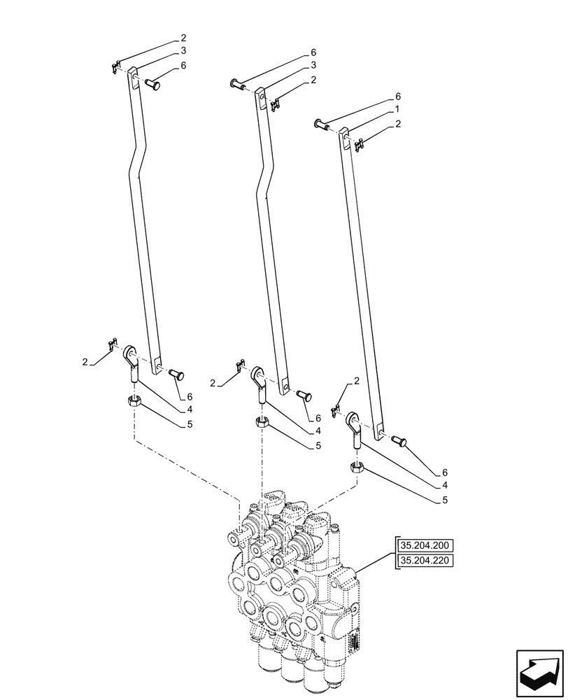 Схема запчастей Case IH JX95HC PLUS - (35.204.240) - VAR - 335054, 335103 - REMOTE CONTROL VALVE, REAR, CONTROL LEVER (35) - HYDRAULIC SYSTEMS