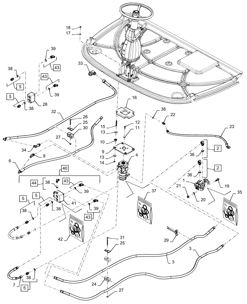 Схема запчастей Case IH WD2504 - (41.200.AE[03]) - STEERING ASSY, HYDRAULIC, 6 CYLINDER, HI SPEED, ASN YGG677501 (41) - STEERING