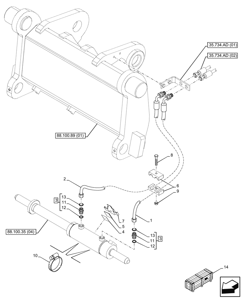 Схема запчастей Case IH FARMLIFT 735 - (88.100.35[06]) - QUICK COUPLER, LINES (88) - ACCESSORIES