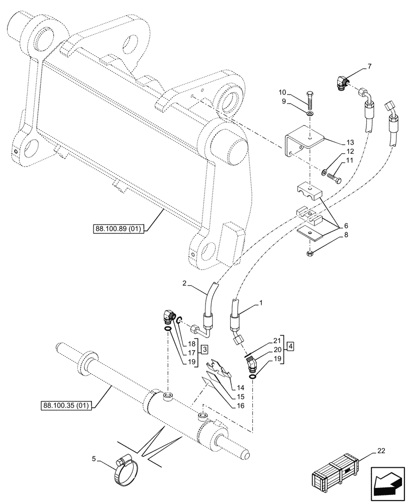 Схема запчастей Case IH FARMLIFT 735 - (88.100.35[03]) - QUICK COUPLER, LINES (88) - ACCESSORIES