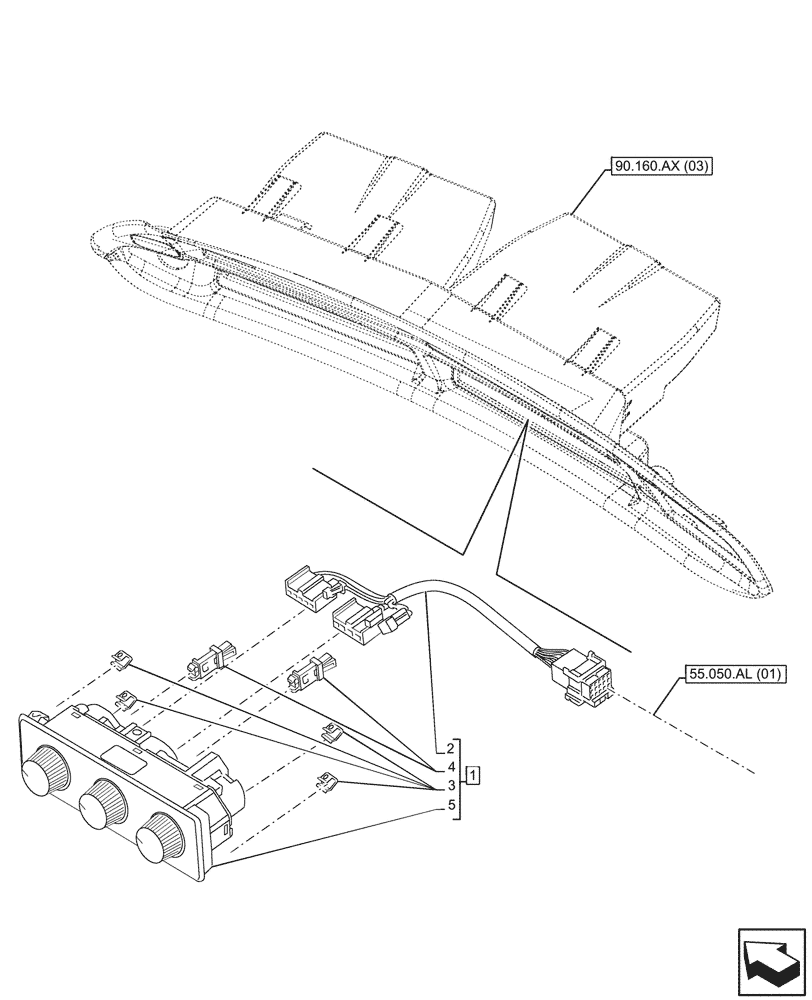 Схема запчастей Case IH MAXXUM 135 - (55.051.AA[06]) - VAR - 390643 - A/C CONTROL PANEL (55) - ELECTRICAL SYSTEMS