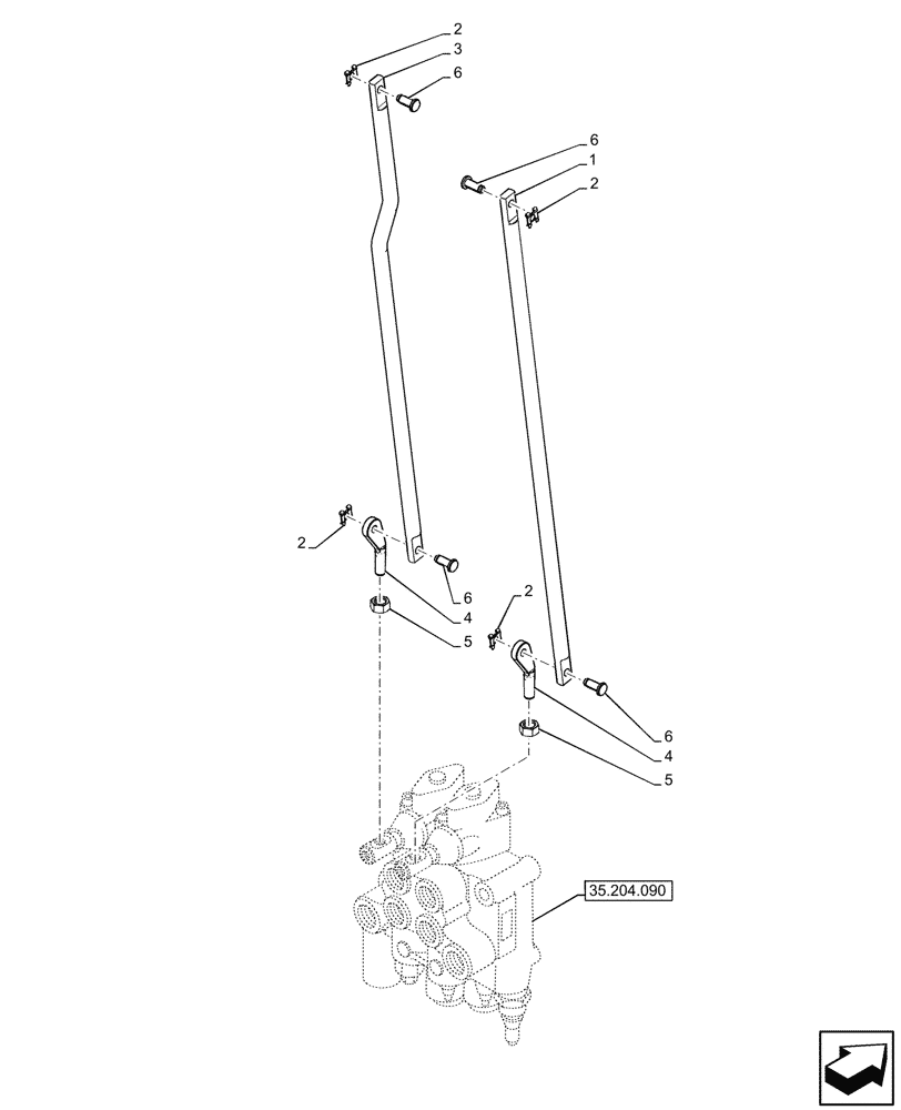 Схема запчастей Case IH JX95HC PLUS - (35.204.100) - VAR - 335417 - REMOTE CONTROL VALVE, REAR, CONTROL LEVER (35) - HYDRAULIC SYSTEMS