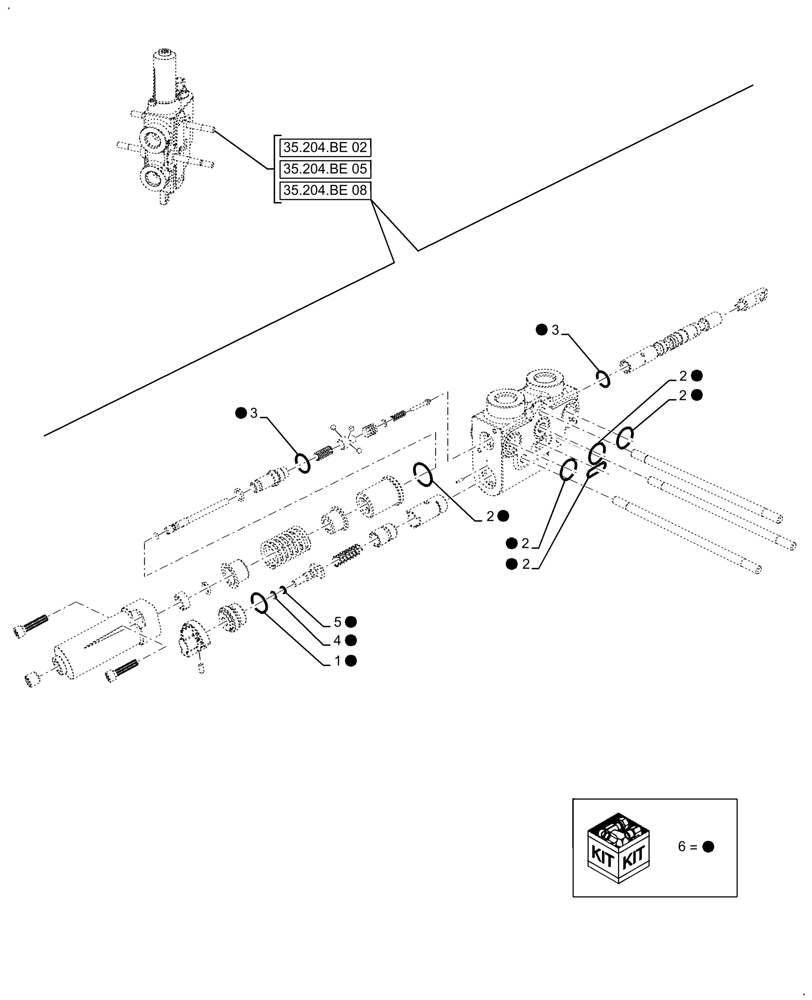 Схема запчастей Case IH FARMALL 110A - (35.204.BE[22]) - KIT, VALVE BODY (35) - HYDRAULIC SYSTEMS