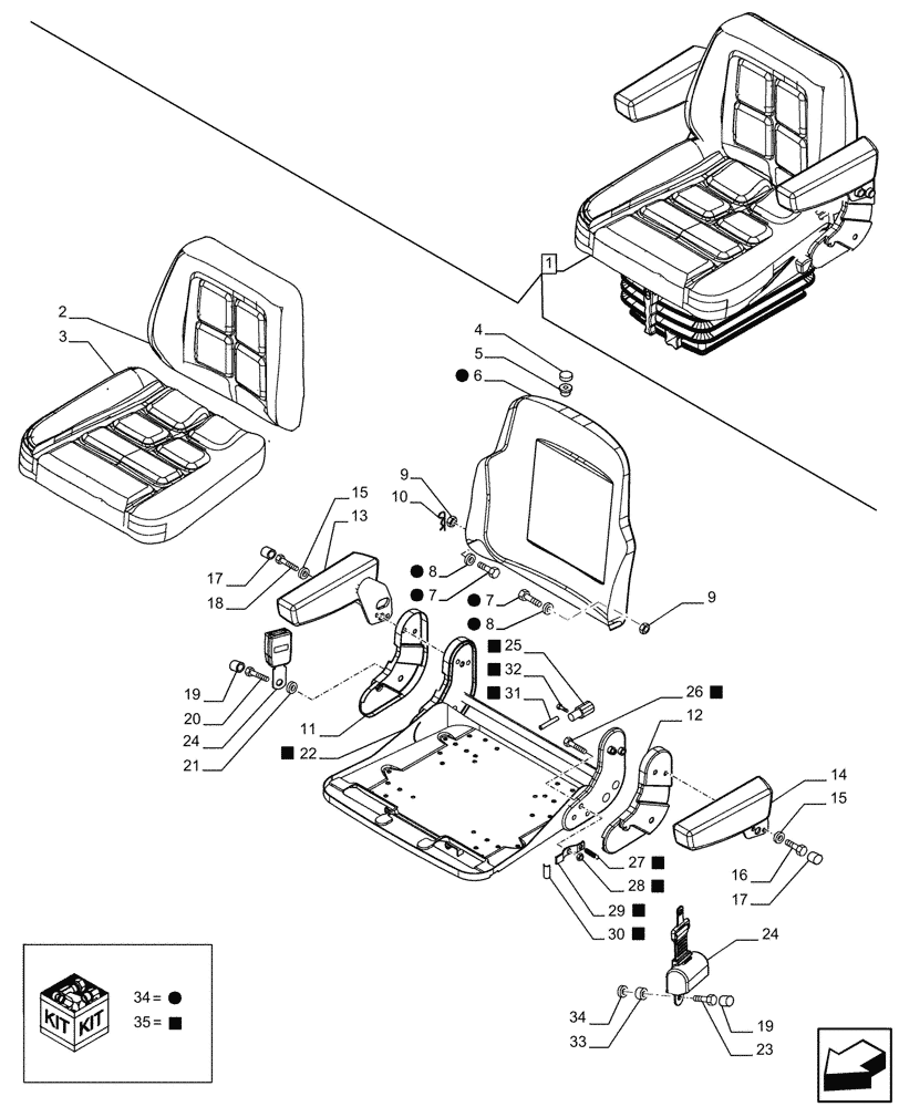 Схема запчастей Case IH JX95HC PLUS - (90.120.120) - VAR - 336191 - DRIVER SEAT, DELUXE, W/ RETRACTABLE BELT, COMPONENTS (90) - PLATFORM, CAB, BODYWORK AND DECALS